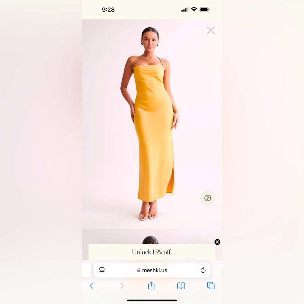 Meshki: Sydney -Straight Neck Slip Maxi Dress - Yellow. Worn once, Size S